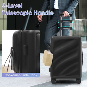 English Elm Luggage 3 Piece Hard Shell Abs Suitcase Set with Spinner Wheels and Tsa Lock Black N730P304620B
