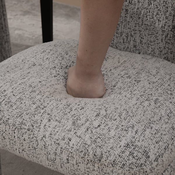 English Elm 22.05" Modern Upholstered Chenille Dining Chair Set of 2 with Rubberwood Legs, Armless Curved Back Elegant Seating White+Black W3189P351393