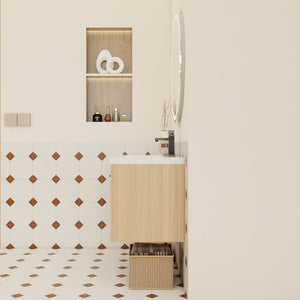 English Elm 36" Floating Bathroom Vanity Light Oak Gel Coat Sink Modular Storage Cabinet W3450S00084