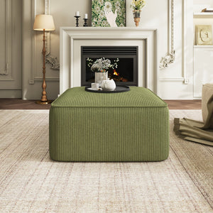 English Elm Christopher Knight Home® - ISABELLA PU Ottoman with Faux Leather Upholstery, Pocket Coil Comfort, Plywood Frame, Modern Accent Chair Olive Green N757P180768V