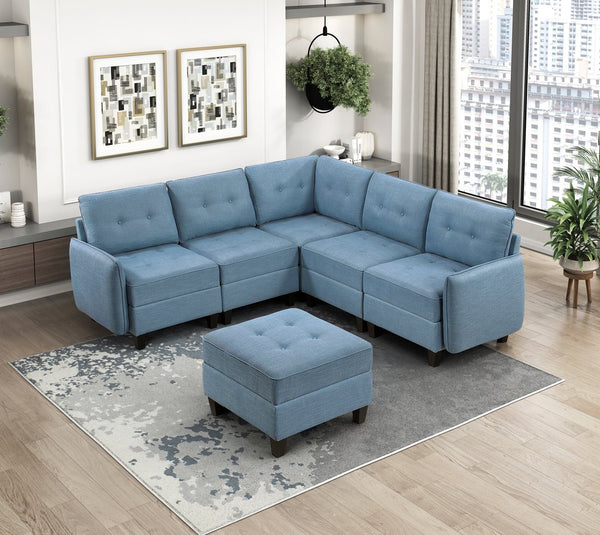 English Elm Living Room Blue Tufted Storage Ottoman with Solid Wood Frame, Foam Padding, Hidden Interior Space B011P309914