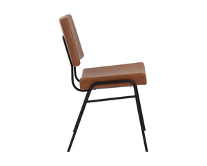 Sunpan Brinley Dining Chair - Modern Faux Leather Comfort with Stylish Powder Coated Stainless Steel Legs Black / Hazelnut
