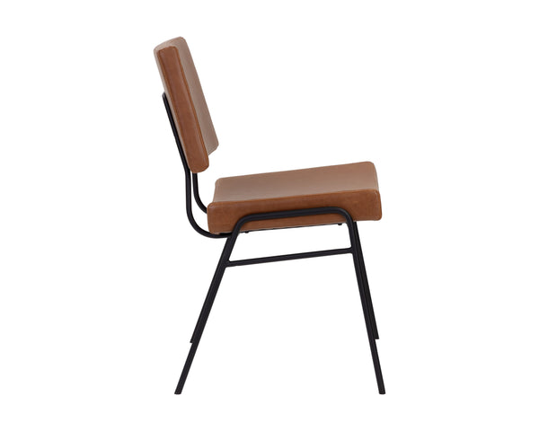 Sunpan Brinley Dining Chair - Modern Faux Leather Comfort with Stylish Powder Coated Stainless Steel Legs Black / Hazelnut