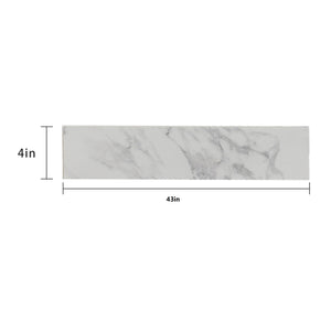 English Elm 43" 43" x 4" Bathroom Sink Side Splash Carrara White Engineered Sintered Stone Durable Stain-Resistant Trim W509P214762