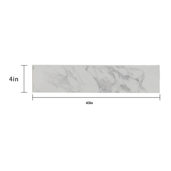 English Elm 43" 43" x 4" Bathroom Sink Side Splash Carrara White Engineered Sintered Stone Durable Stain-Resistant Trim W509P214762