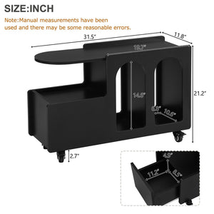 English Elm On-Trend Mobile End Table With Lockable Wheels, Cream Nightstand With Storage For Living Spaces N721P191983B-GIGA