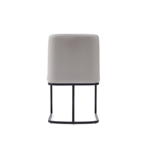 English Elm Serena Metal Vegan Leather Dining Chair with Geometric Black Metal Base, Plush Foam Comfort LIGHT GREY B365P397738