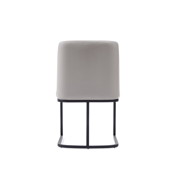 English Elm Serena Metal Vegan Leather Dining Chair with Geometric Black Metal Base, Plush Foam Comfort LIGHT GREY B365P397738