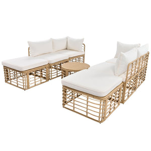 English Elm Go Modular Outdoor Sectional Set Pe Rattan Patio Sofa with Round Coffee Table FG201233AAA
