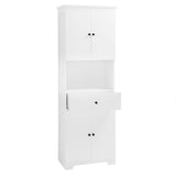 English Elm Tall Bathroom Cabinet With Four Doors, Large Storage Space Open Shelve, Upper Storage Cabinet, White