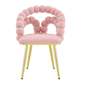 English Elm Modern Velvet Bubble Back Dining Accent Chair Set Glam Sculpted Upholstered Seating Gold,Pink W3875P446132