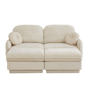 English Elm Chenille Cloud Loveseat with Quilted Back Pillows Deep Seat Comfort for Living Room W714S01749