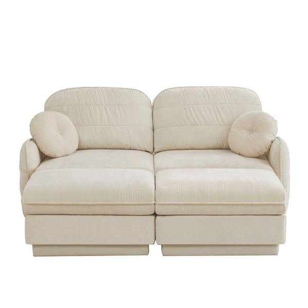 English Elm Chenille Cloud Loveseat with Quilted Back Pillows Deep Seat Comfort for Living Room W714S01749