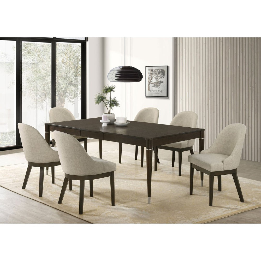 English Elm Blakely Extendable Ash Wood Dining Set with Six Upholstered Chairs for Modern Homes B062S01654