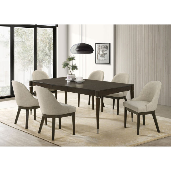 English Elm Blakely Extendable Ash Wood Dining Set with Six Upholstered Chairs for Modern Homes B062S01654