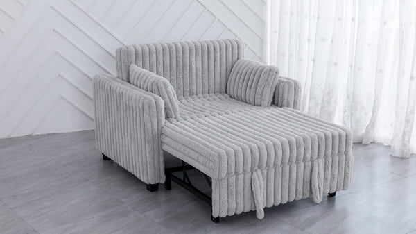 English Elm 3 in 1 Convertible Sleeper Sofa Bed with Plush Fabric, Spring Support, Cozy Skin-Friendly Comfort Light Gray W1767P195964