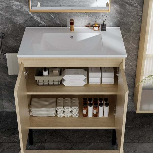 English Elm 075 Floating Wall Mounted Bathroom Vanity Cabinet with Soft Close Drawers Matte Finish W3520P349562