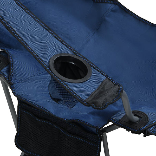 English Elm Outdoor Camping Chair Recliner Adjustable 3-Level Folding Portable with Cup Holder, Side Pockets, Dark Blue W2297P316508