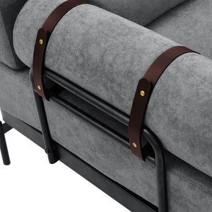 English Elm Modern Loveseat Sofa with Cylindrical Armrests, Built-In USB Ports, Chenille Cushions, Steel Frame Grey N719P290584E