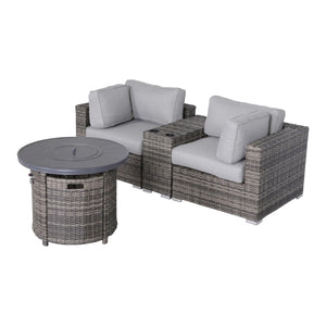English Elm Fully Assembled 4-Piece Gray Outdoor Seating Set With Cushions & Integrated Fire Pit For Comfort B120S00172