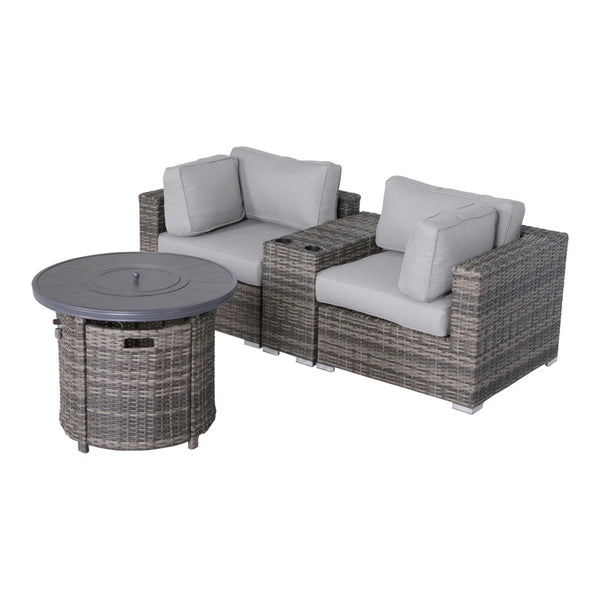 English Elm Fully Assembled 4-Piece Gray Outdoor Seating Set With Cushions & Integrated Fire Pit For Comfort B120S00172