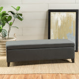 Hearth and Haven Xenon Fabric Upholstered Storage Bench with Birch Wood Legs, Dark Grey 73766.00FDGRY