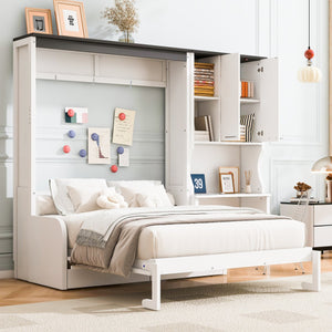 English Elm Multi-Functional Murphy Bed With Sofa, Desk & Storage – Stylish Space-Saving Design For Modern Living N7090000605K