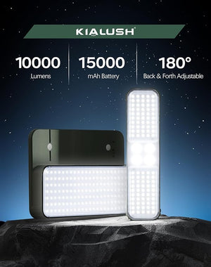 English Elm 10000lm Rechargeable Work Light 15000mAh Telescopic 72" with Detachable Lamp, USB-C & Solar Power W3355P391566