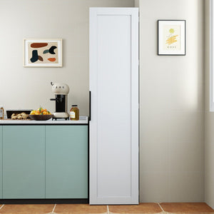English Elm Kitchen Pantry Cabinet Freestanding Melamine Storage with Shelves for Dining Room White W331P435940
