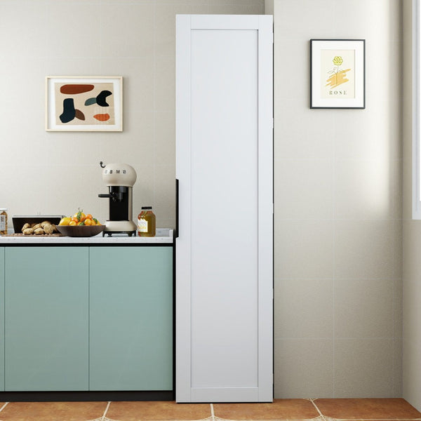English Elm Kitchen Pantry Cabinet Freestanding Melamine Storage with Shelves for Dining Room White W331P435940