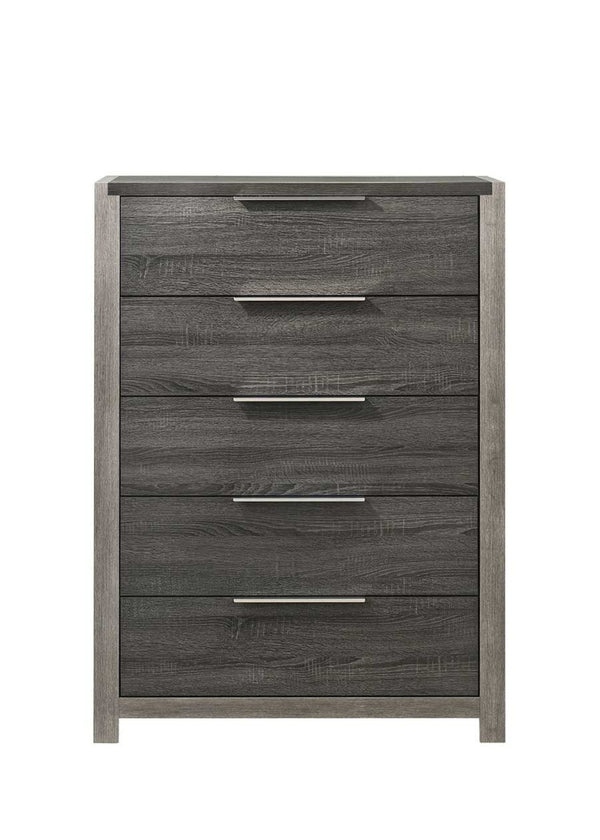 English Elm Jehoram 5 Drawer Tall Chest with Full Extension Slides for Modern Bedrooms B2756P506263