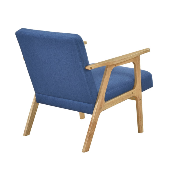 English Elm Modern Mid-Century Accent Chair Walnut Frame with Textured Linen Upholstery and Cushioned Seat Comfortfulness Blue,Natural 26.5 L x 23.5 W x 10 H B011P308035
