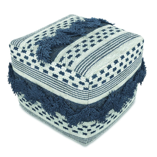 English Elm Bowden Handcrafted Cotton Striped Pouf Footrest for Living Room or Bedroom Seating B136P427589