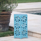 Christopher Knight Home® - Noble House - Giselle Indoor 14 Inch Matte Blue Iron Floral Side Table