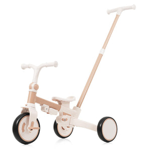 English Elm 7 in 1 Convertible Toddler Trike Aluminum Foldable Push Bike with Canopy for Ages 1 to 6 Light Brown N726P248345B