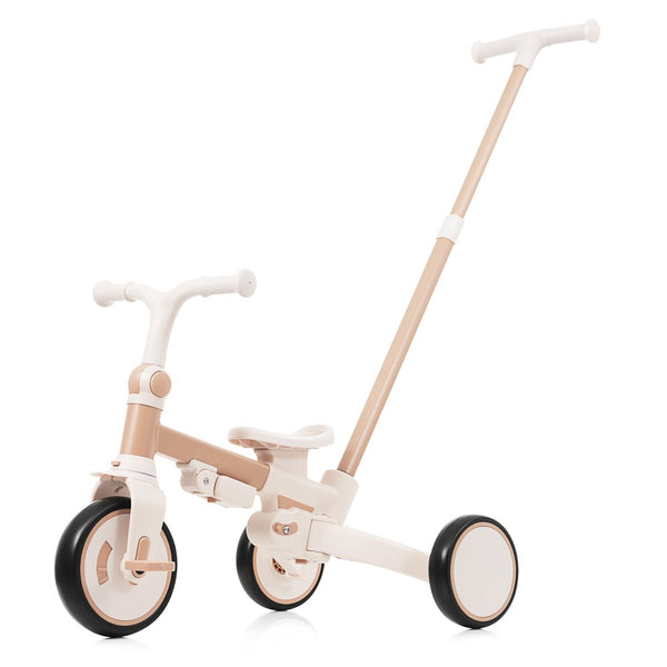 English Elm 7 in 1 Convertible Toddler Trike Aluminum Foldable Push Bike with Canopy for Ages 1 to 6 Light Brown N726P248345B