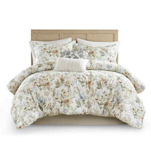English Elm 6PCS Queen Cotton Sateen 300TC Comforter Set - Oversized 300gsm Fill, Bedskirt & Decorative Pillows B035P341175