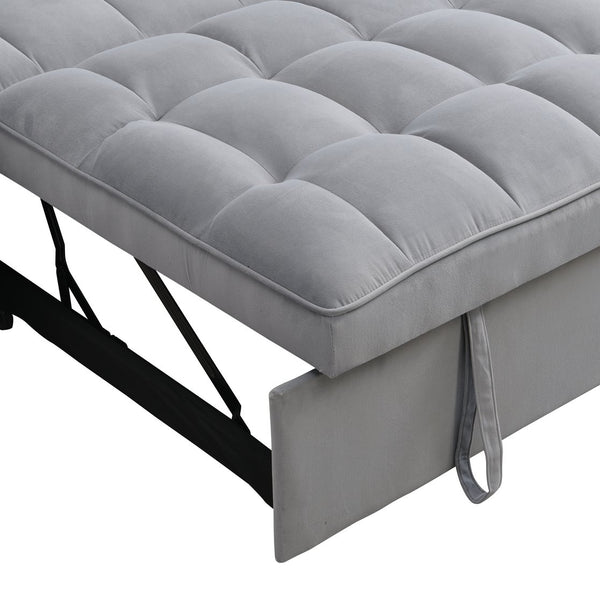English Elm Modern Velvet Loveseat Futon Sofa with Pullout Bed, USB Ports, Adjustable Recline, Pillows, Gray W311P264374
