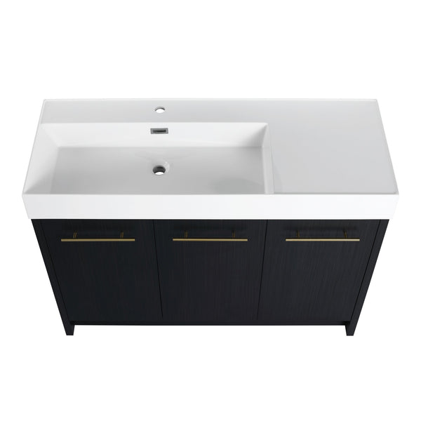 English Elm 48 Inch Freestanding Bathroom Vanity With Integrated Resin Sink & Soft-Close Doors For Storage Solutions W999S00264