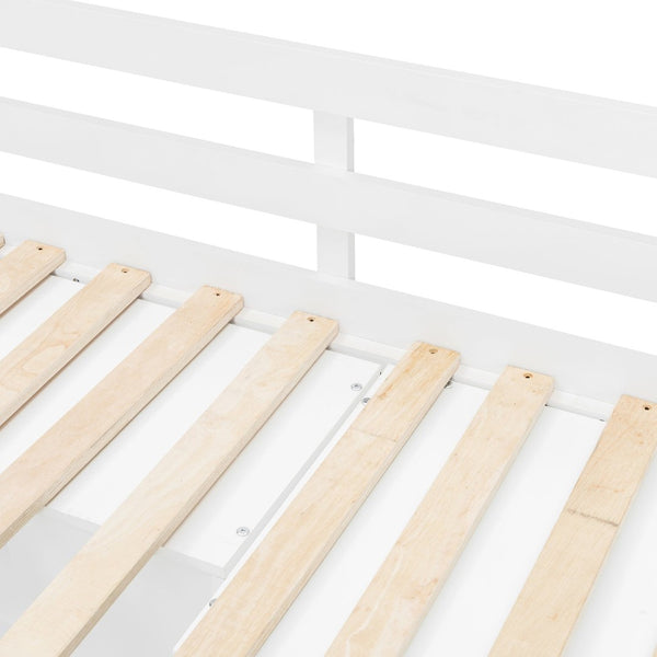 English Elm Twin Bunk Bed with Wardrobe Drawers Hydraulic Lift Shelves Kids Storage White LT000666AAK-1