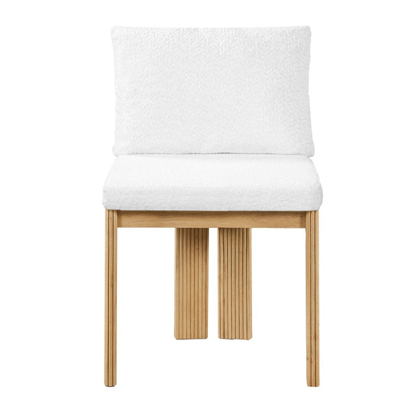 English Elm Indoor Boucle Upholstered Dining Chairs Rubberwood Frame Set of 2 for Modern Spaces N779P379862B