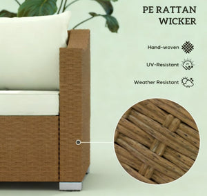 English Elm Outdoor Hand-woven Pe Rattan 3-seat Patio Sofa with All-weather Cushions Included T3971P417927