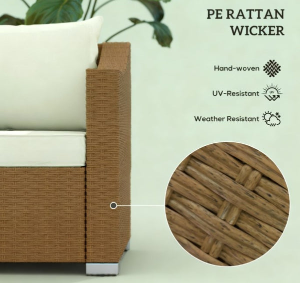 English Elm Outdoor Hand-woven Pe Rattan 3-seat Patio Sofa with All-weather Cushions Included T3971P417927