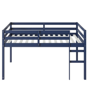 English Elm Solid Twin Loft Bed with Ladder and Reinforced Slats for Storage-Friendly, Space-Saving Bedrooms Blue W504P190958