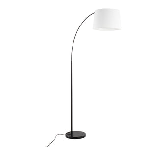 English Elm March Contemporary Floor Lamp - Elegant Black Marble Base & White Linen Shade For Modern Spaces B202S01369
