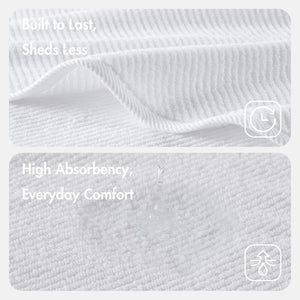 JLA Home Madison Park - 100% Cotton Zero-Twist Diagonal Ribbed Washcloths 6-Pack — Plush, Quick-Dry, High-Absorbency Towels White MP73-8864
