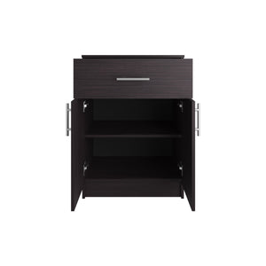 English Elm Pantry Black Wengue Organizer Cabinet 33" H with Drawer, 2 Shelves & Doors — Compact Eco-Friendly Storage B097P296809