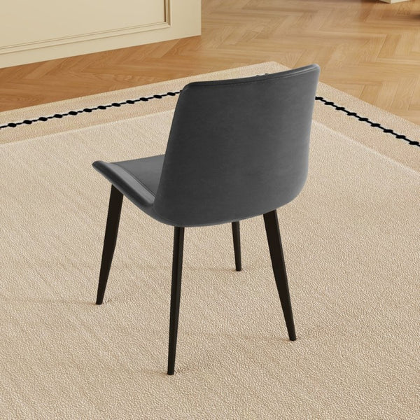 English Elm Dining Chairs Set of Four Gray Pu Leather Gold Leg Modern Kitchen Seating W2700P352198