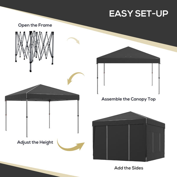 English Elm Outsunny 9.7' X 9.7' Portable Pop-Up Canopy Tent With Sidewalls, Mesh Windows & Carry Bag For Events W2225P200767-GIGA