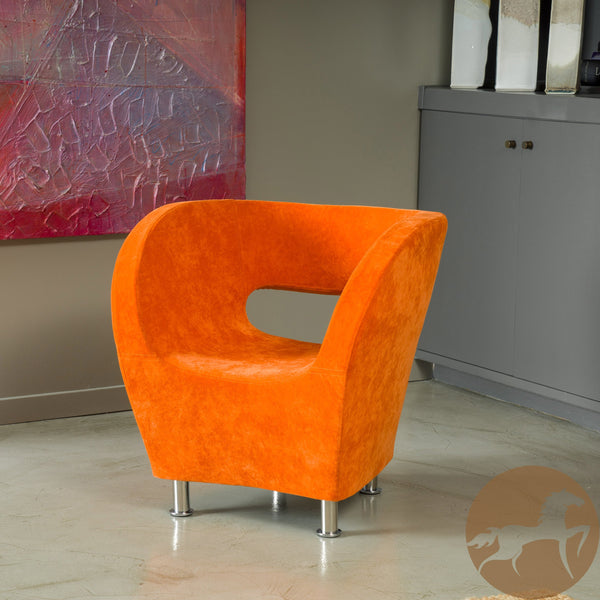 English Elm Christopher Knight Home® - VENUS Modern Chair in Bright Orange Microfiber Upholstery with Stainless Steel Round Feet, Plush Comfort and Mid-Century Barrel Silhouette 52250.00ORG